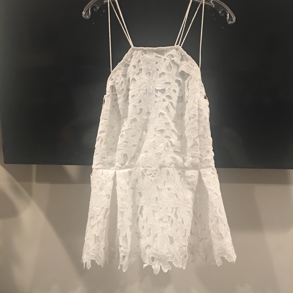 White lace peplum top